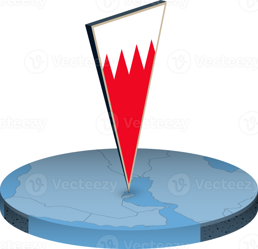 bahrain bandeira e mapa dentro isometria png