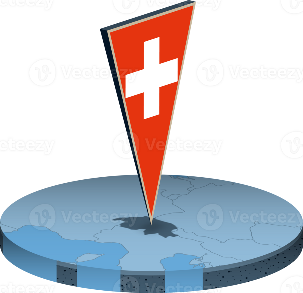 Switzerland flag and map in isometry png