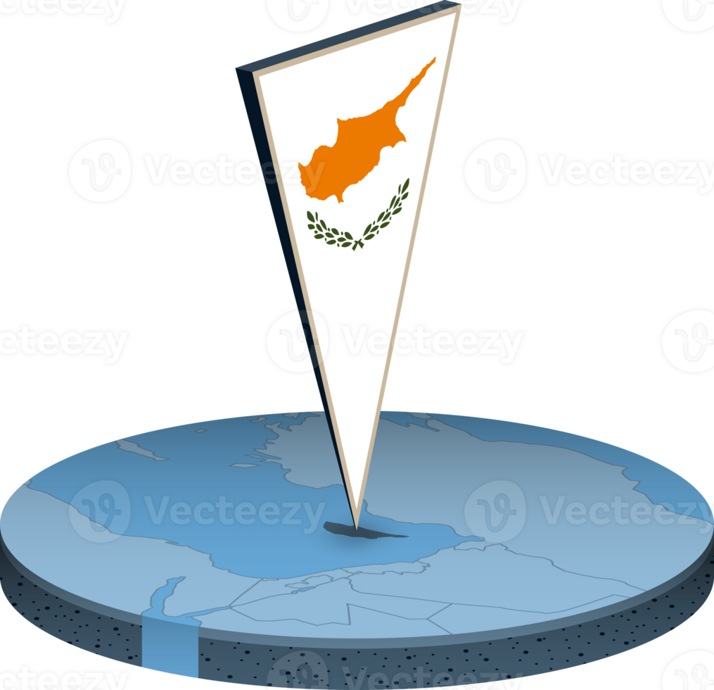 Cyprus flag and map in isometry png