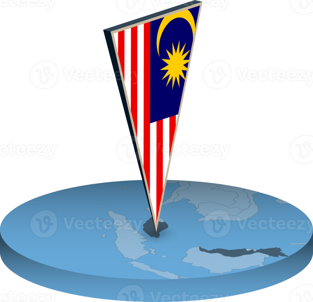 Malaysia Flagge und Karte im Isometrie png