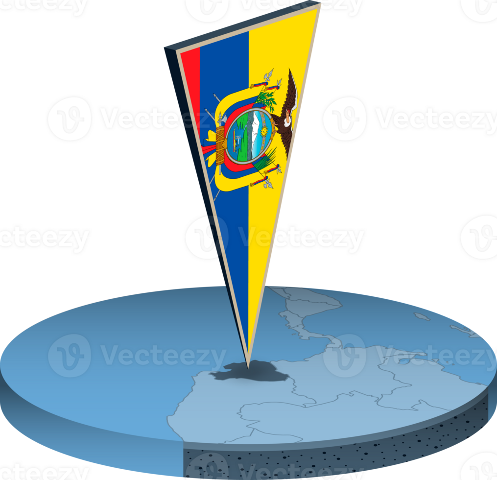 Ecuador flag and map in isometry png