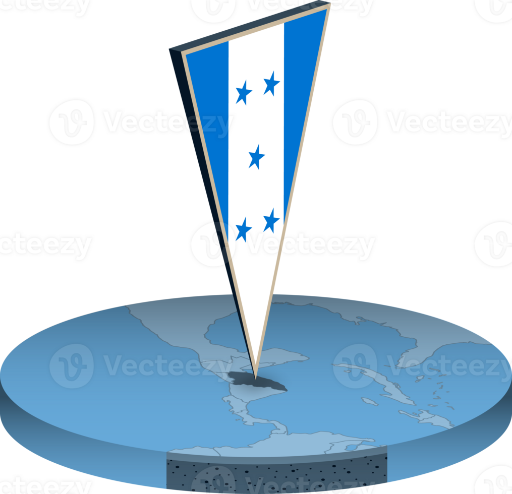 Honduras vlag en kaart in isometrie png