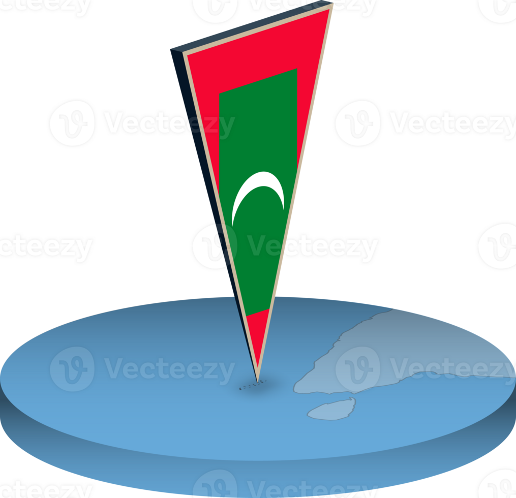 Maldives flag and map in isometry png