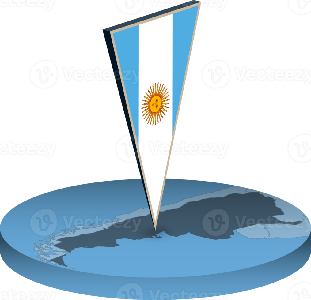 Argentina flag and map in isometry png
