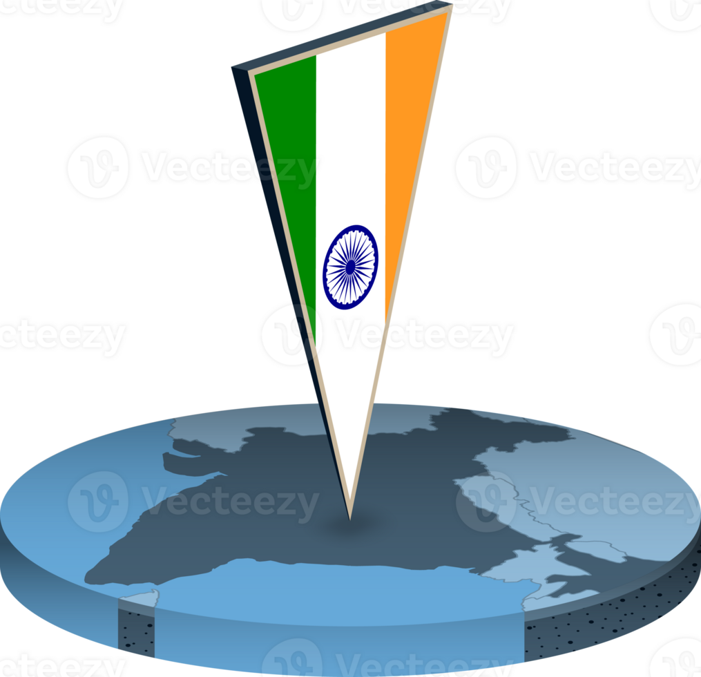 Índia bandeira e mapa dentro isometria png