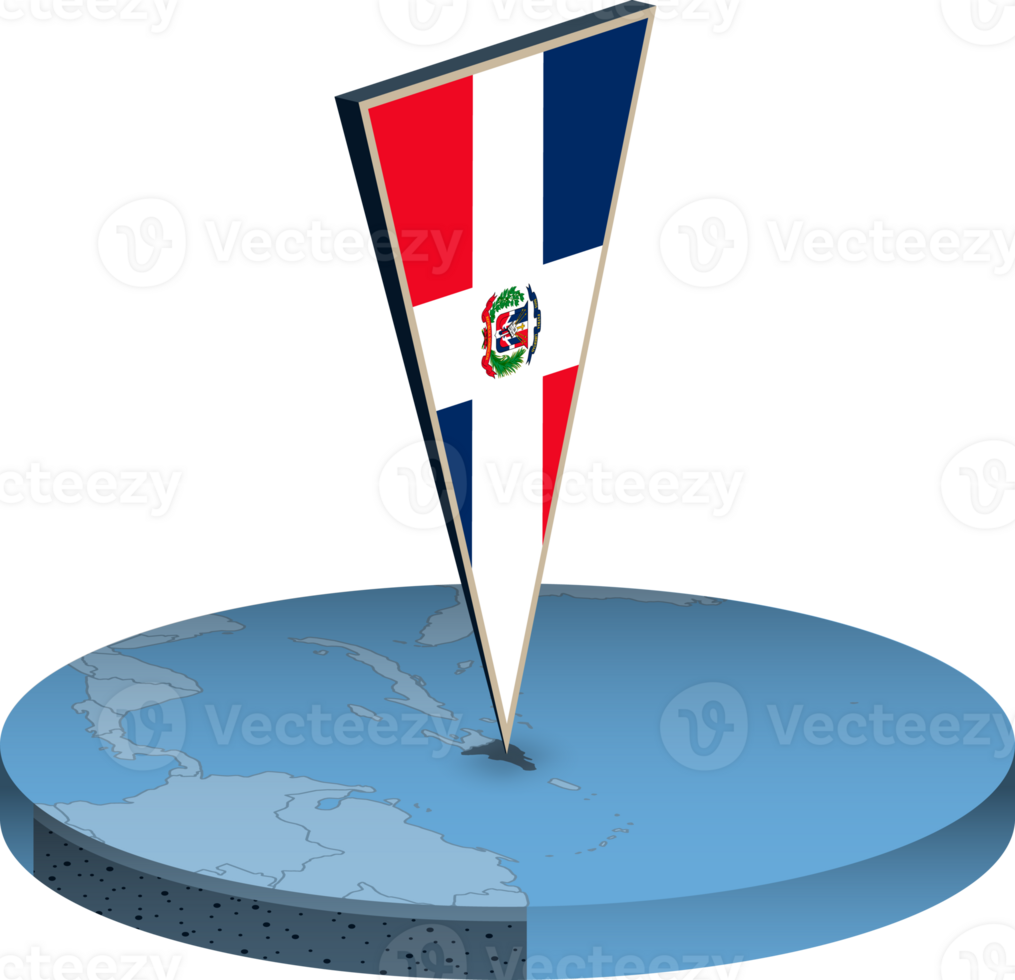 dominicano república bandera y mapa en isometria png