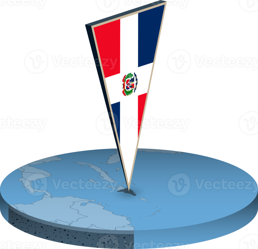 Dominican Republic flag and map in isometry png