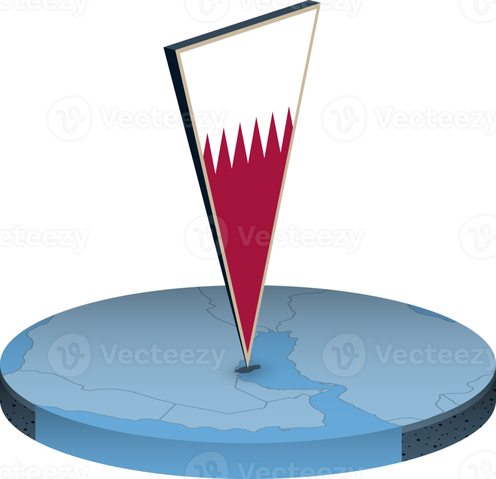 Catar bandeira e mapa dentro isometria png