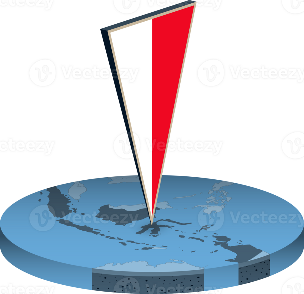 Indonesia flag and map in isometry png