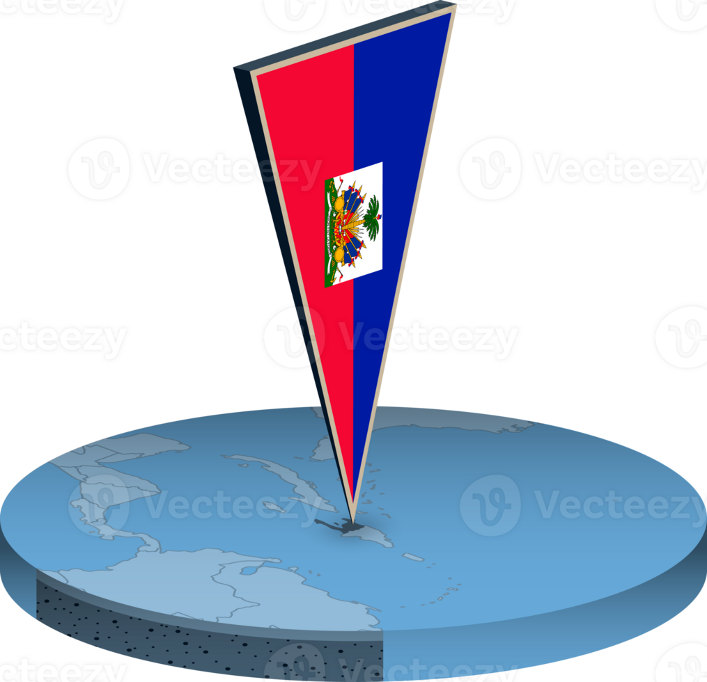 Haiti flag and map in isometry png