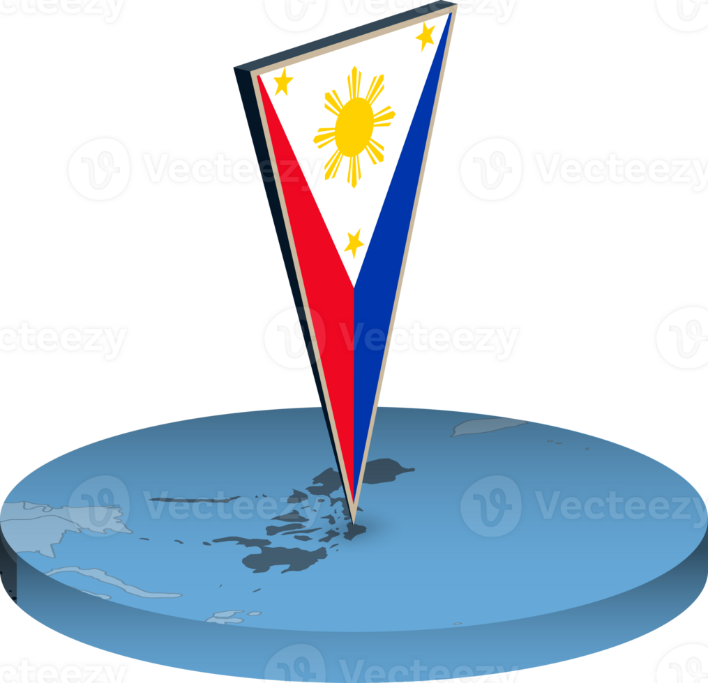 Filipinas bandera y mapa en isometria png