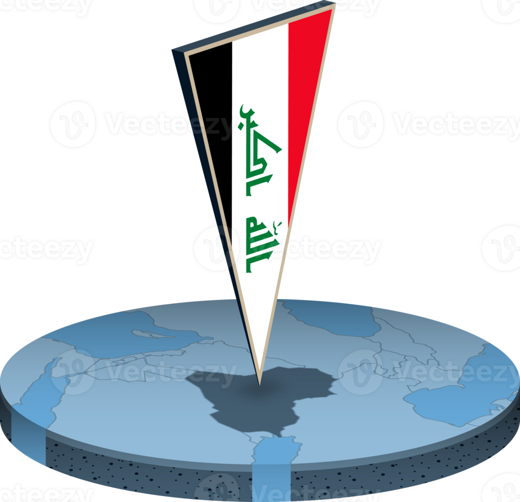 Iraq flag and map in isometry png