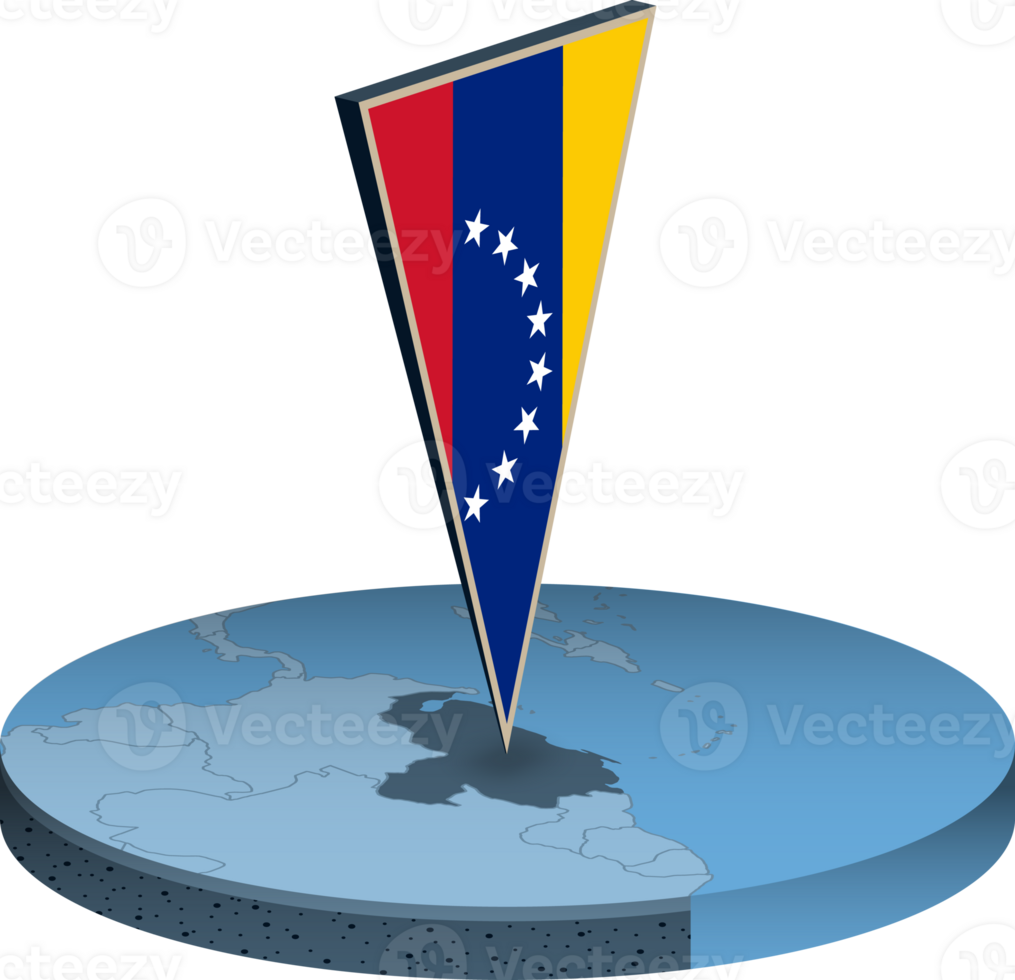 Venezuela flag and map in isometry png