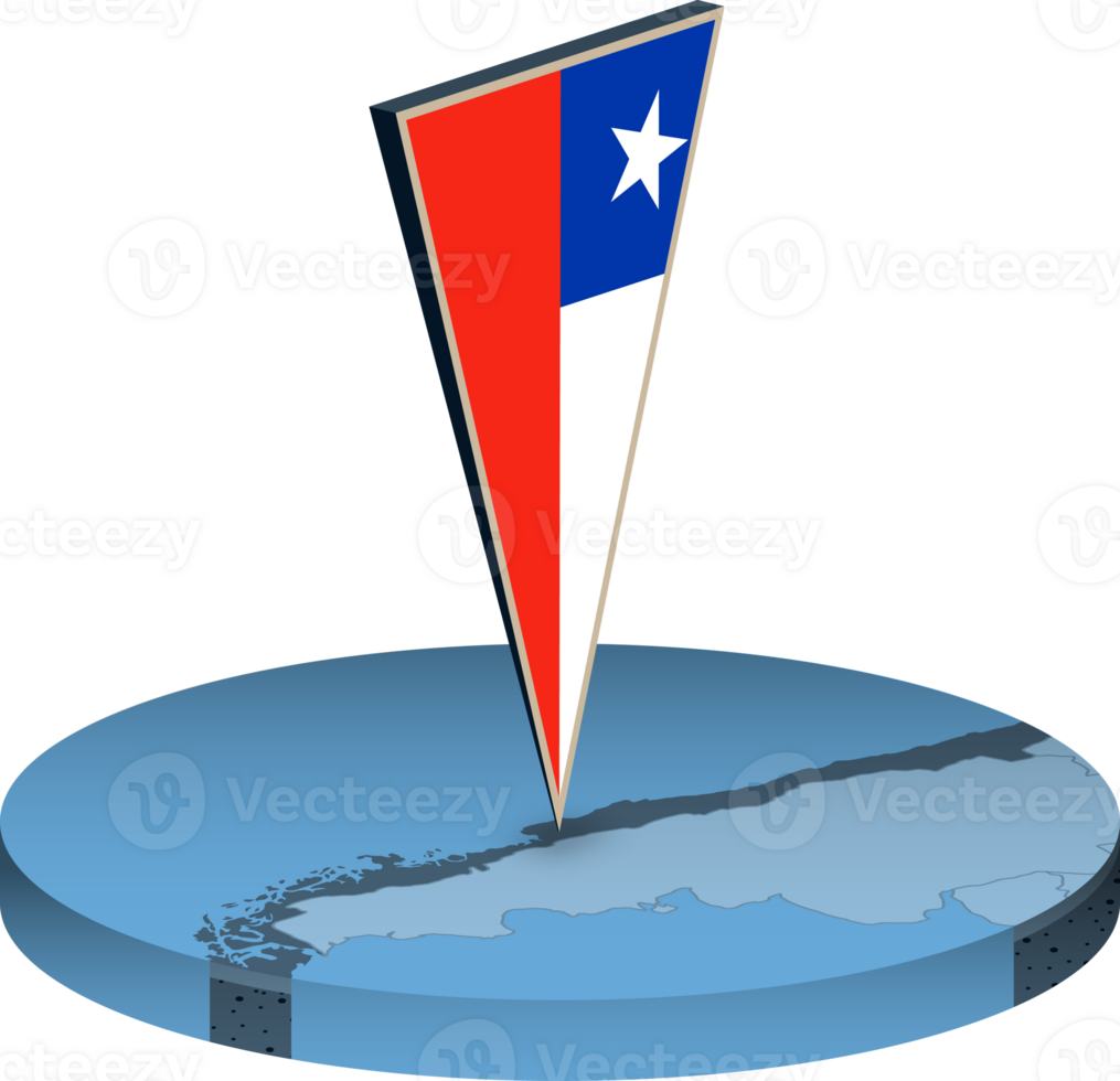 Chile flag and map in isometry png