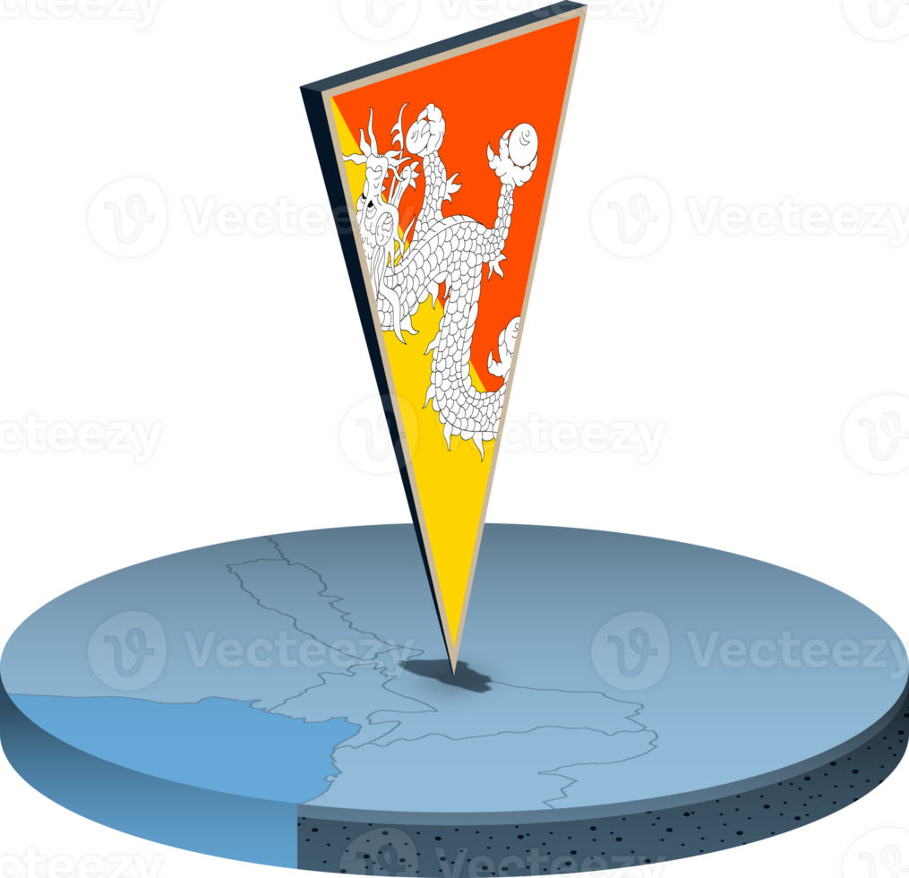 bhoutan drapeau et carte dans isométrie png