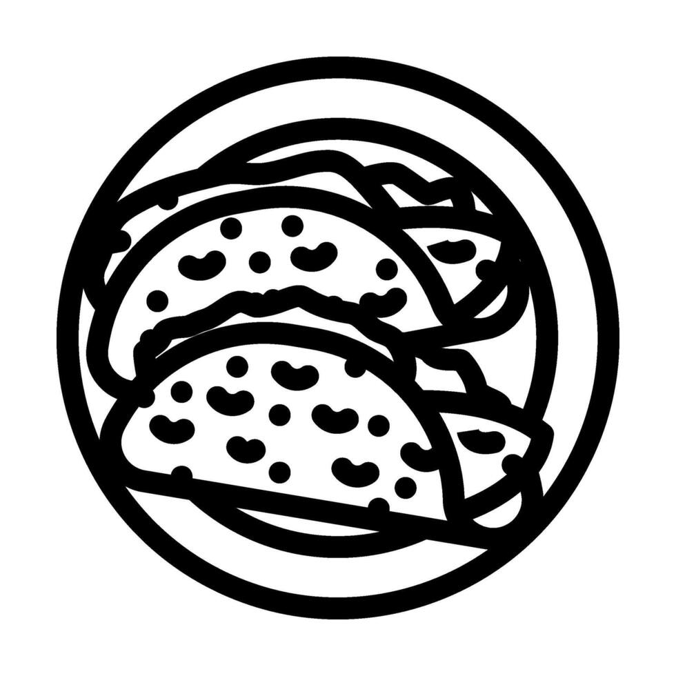 pescado taco mar cocina línea icono vector ilustración