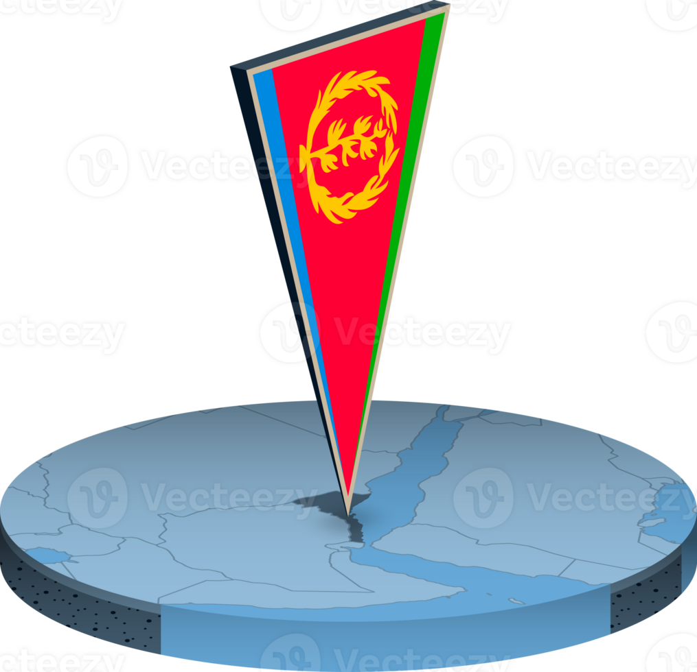 Eritrea flag and map in isometry png