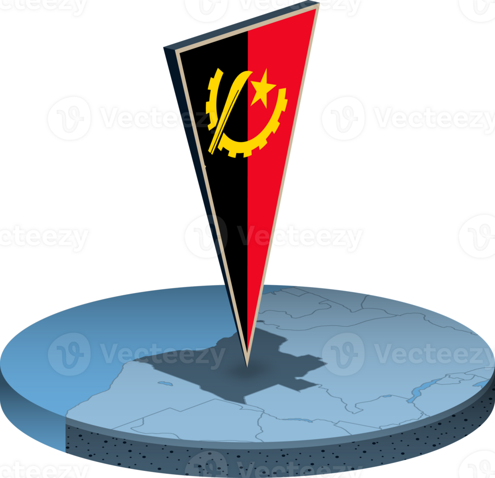 Angola flag and map in isometry png