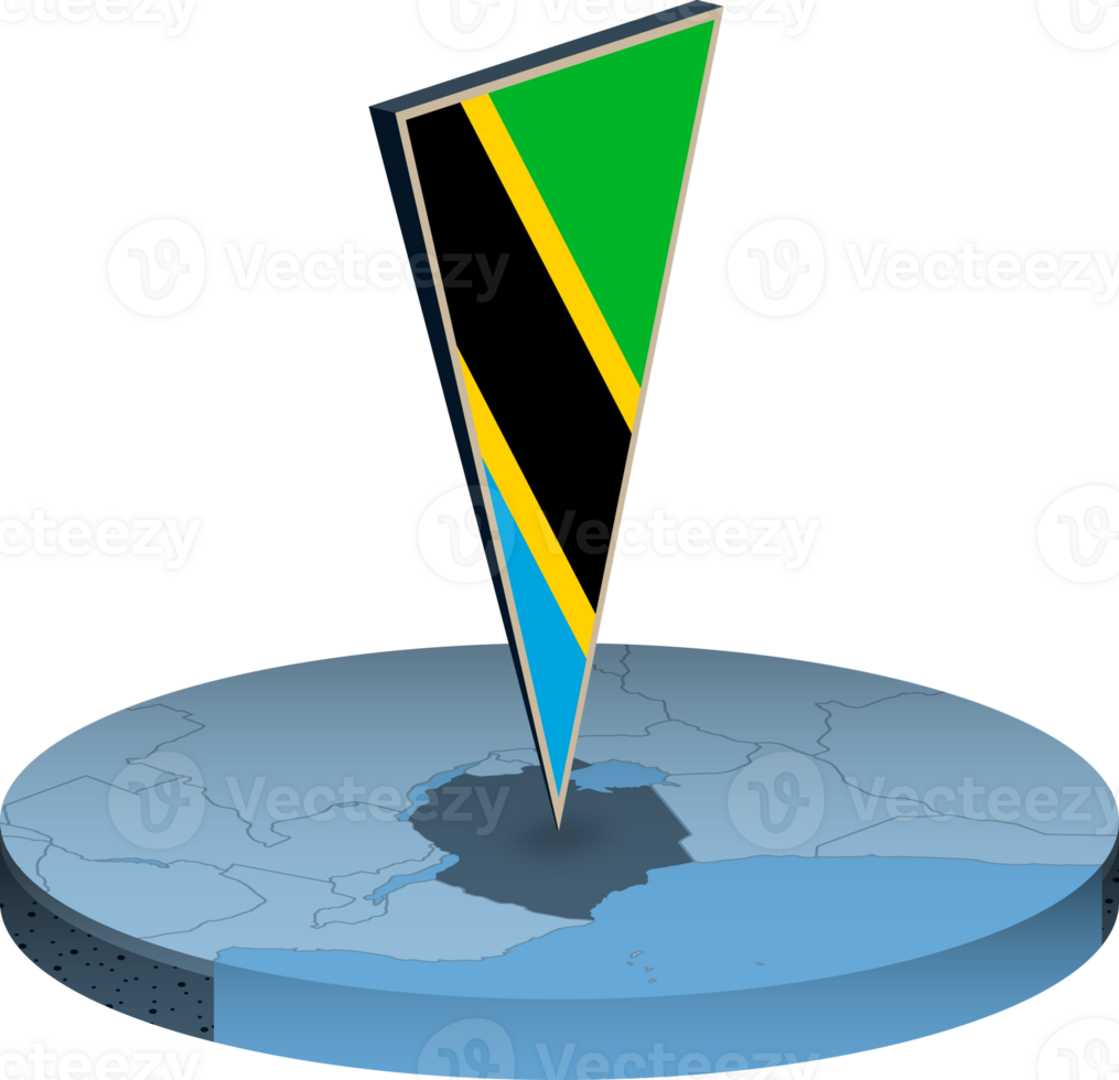 Tanzania flag and map in isometry png