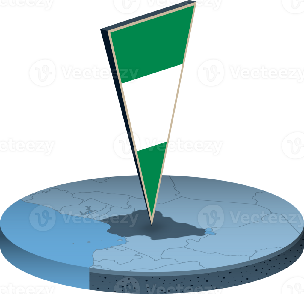 Nigeria flag and map in isometry png