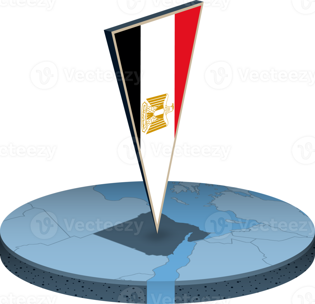 Egypt flag and map in isometry png