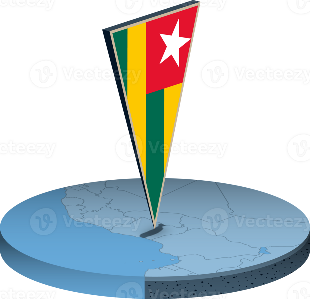 Togo flag and map in isometry png