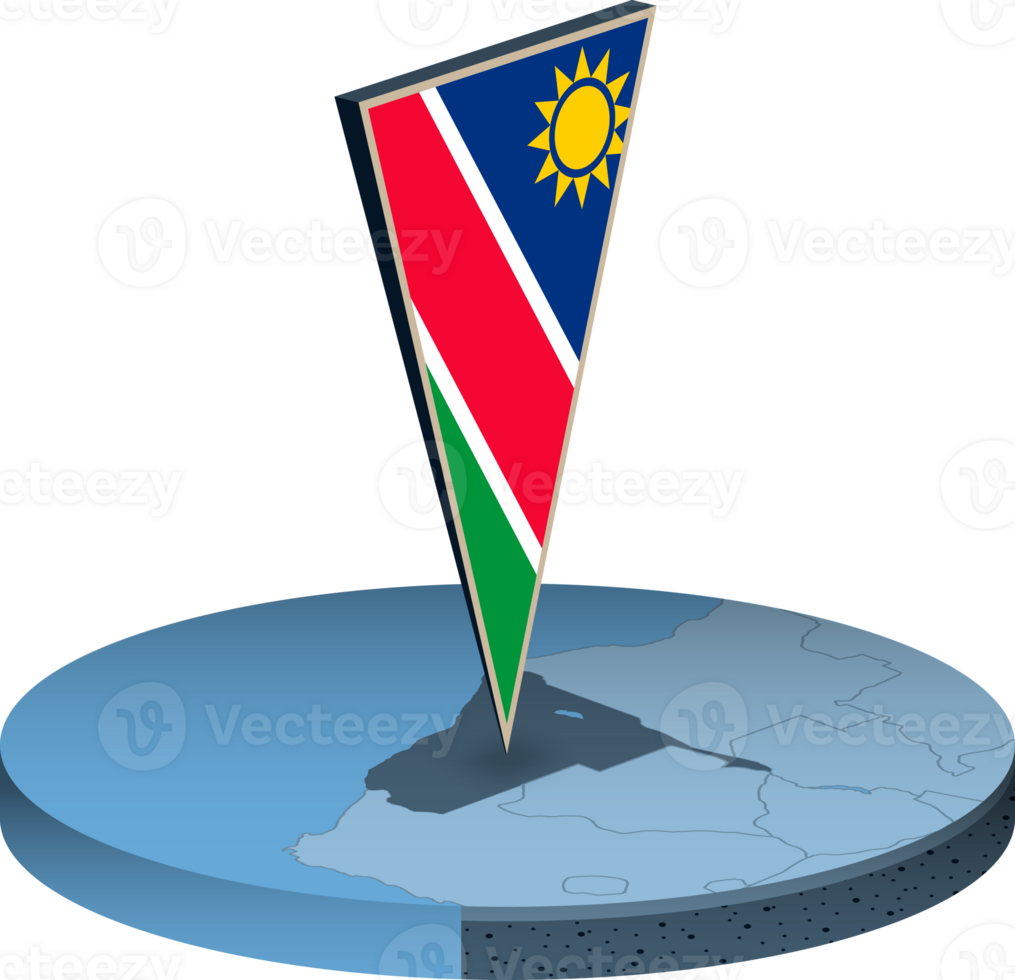 Namibia flag and map in isometry png