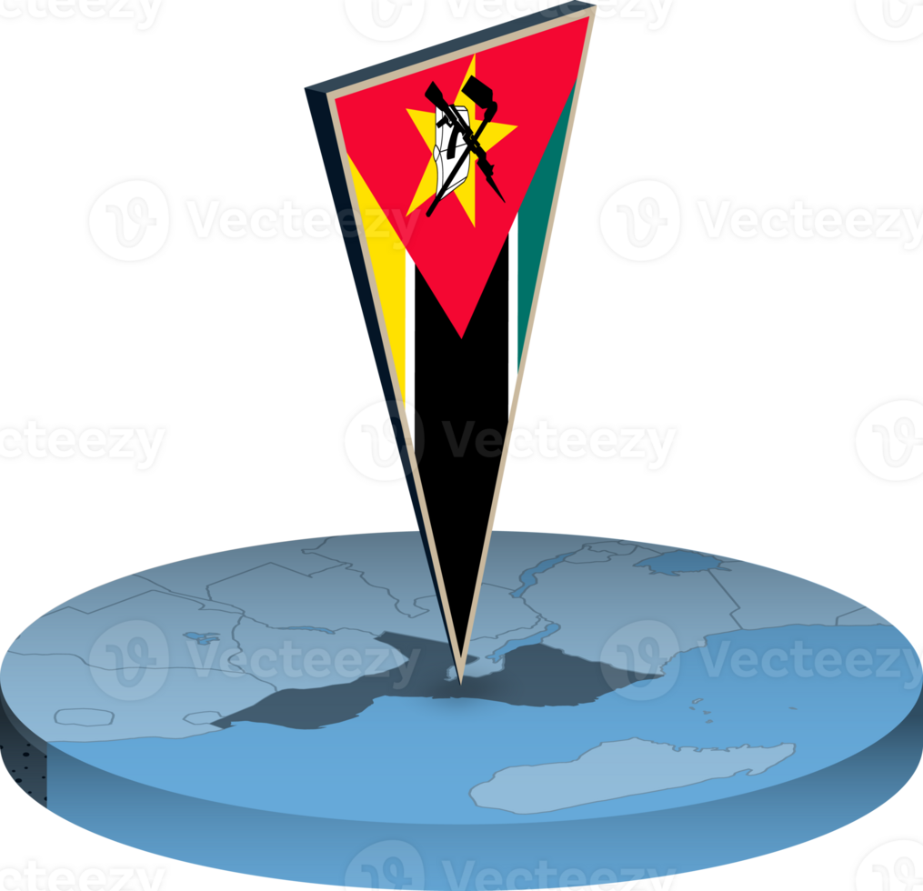 Moçambique bandeira e mapa dentro isometria png