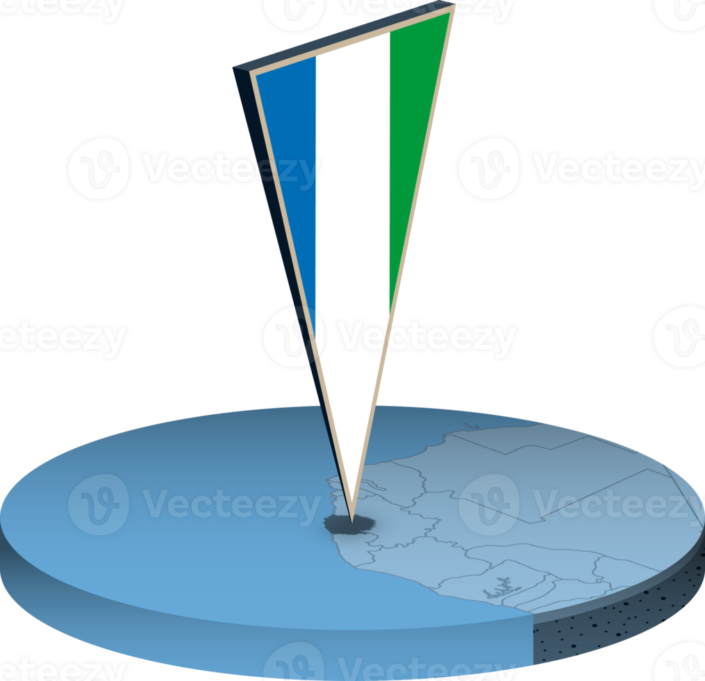 Sierra Leone flag and map in isometry png