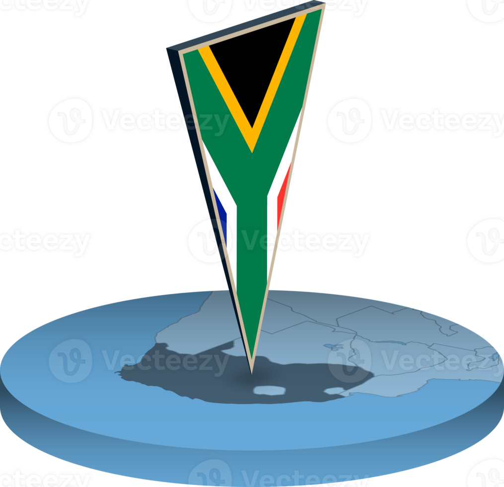 South Africa flag and map in isometry png