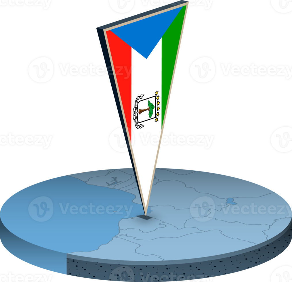 Equatorial Guinea flag and map in isometry png