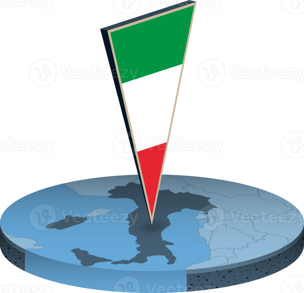 Italy flag and map in isometry png