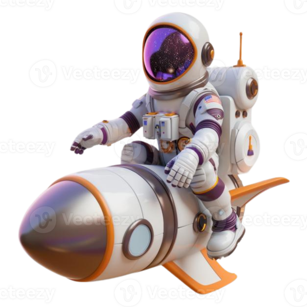 Astronaut 3d rocket png transparent
