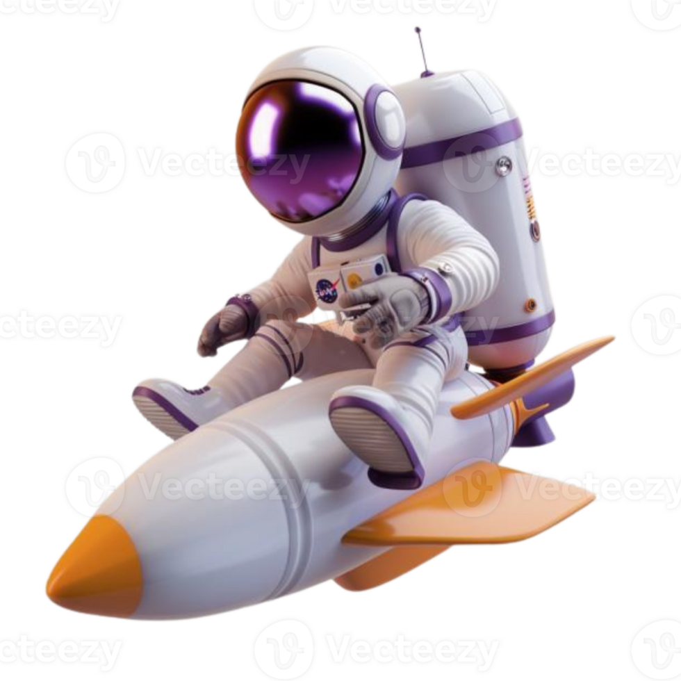Astronaut 3d rocket png transparent