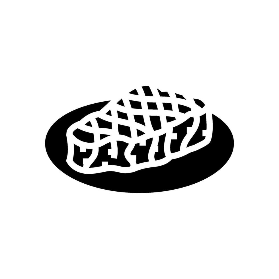 A la parrilla pez espada mar cocina glifo icono vector ilustración