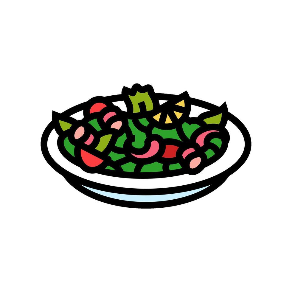 octopus salad sea cuisine color icon vector illustration