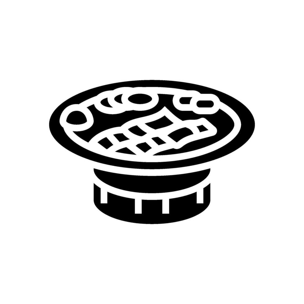 coreano barbacoa parrilla cocina glifo icono vector ilustración