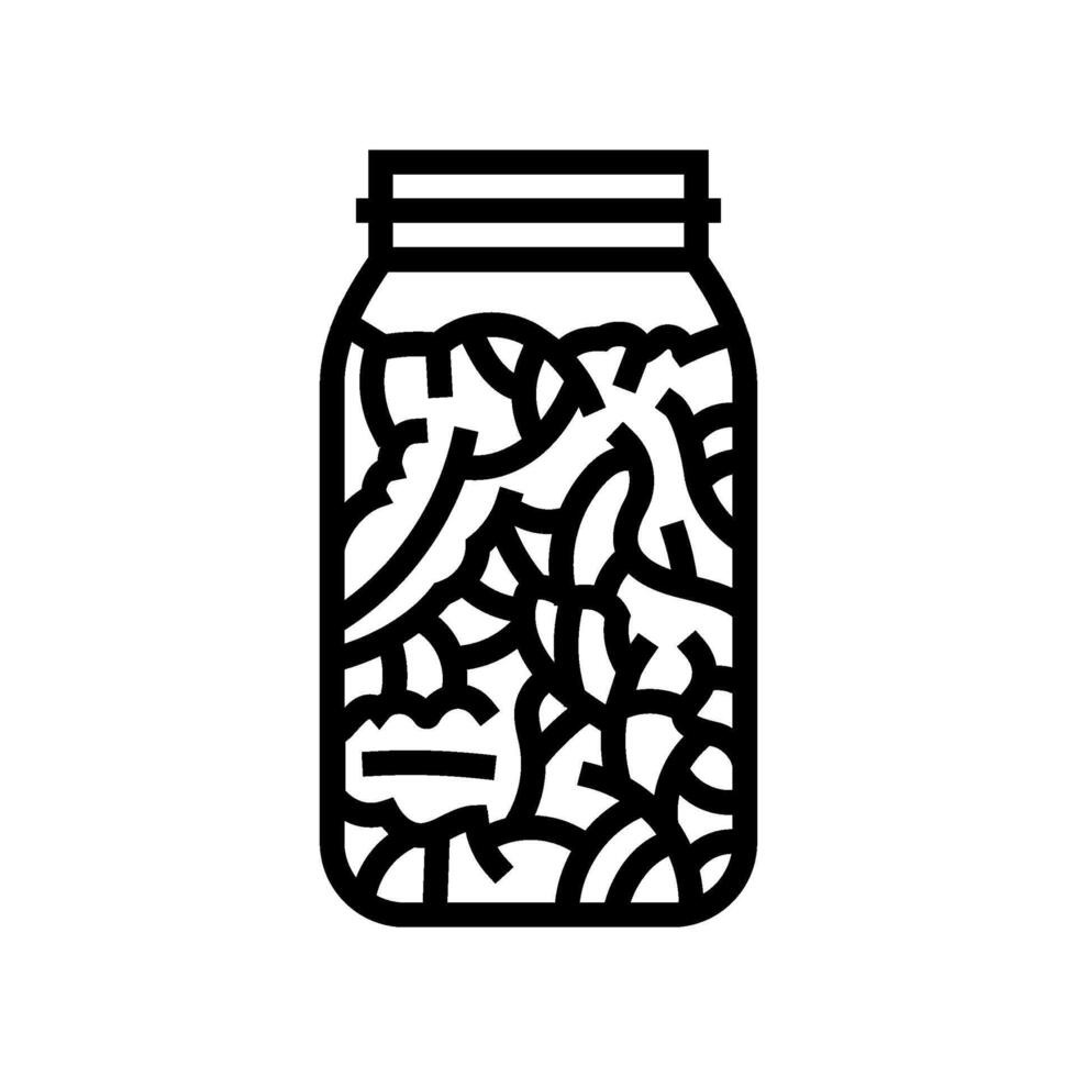 kimchi tarro coreano cocina línea icono vector ilustración