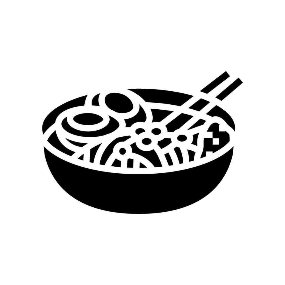 ramyeon tallarines coreano cocina glifo icono vector ilustración