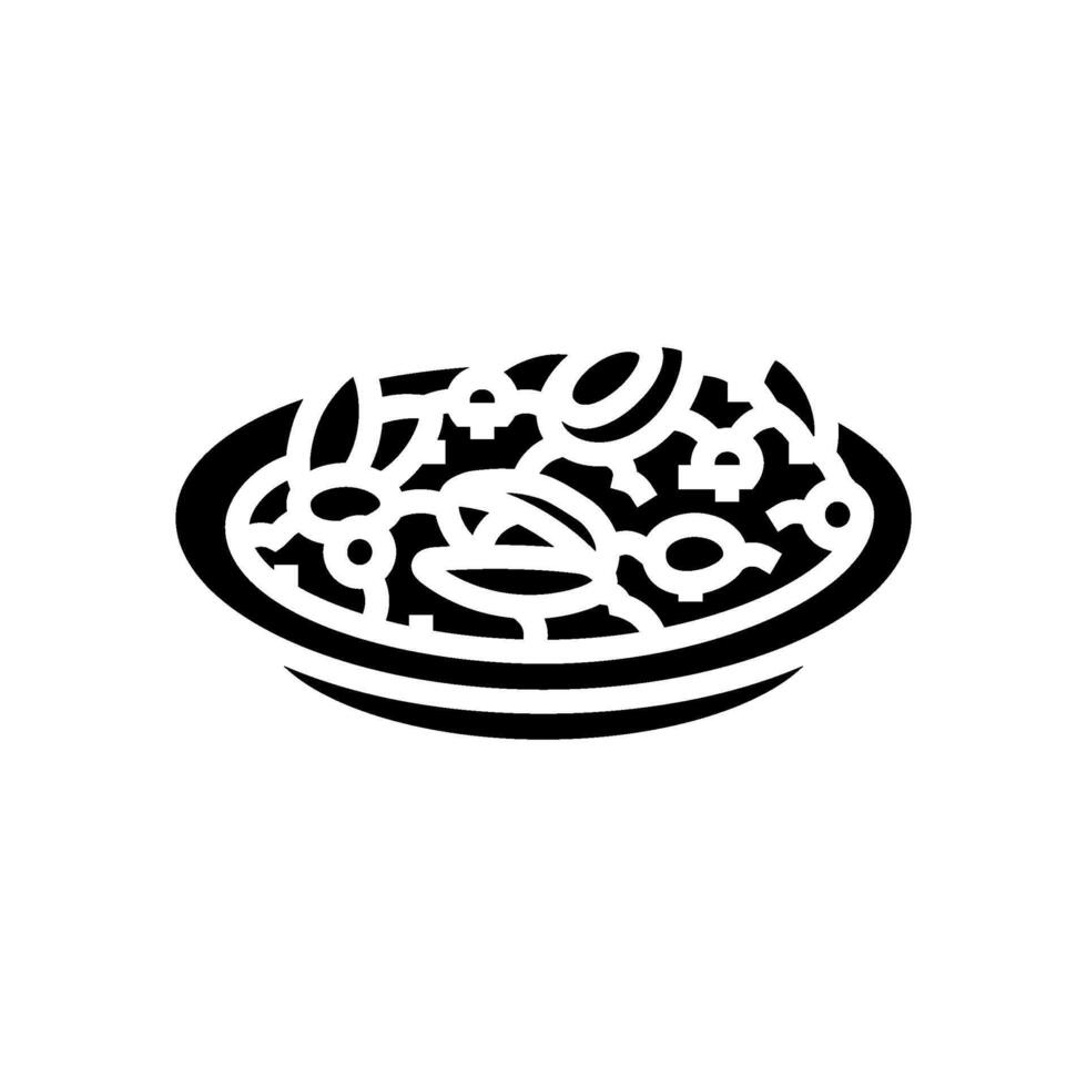 seafood paella sea cuisine glyph icon vector illustration