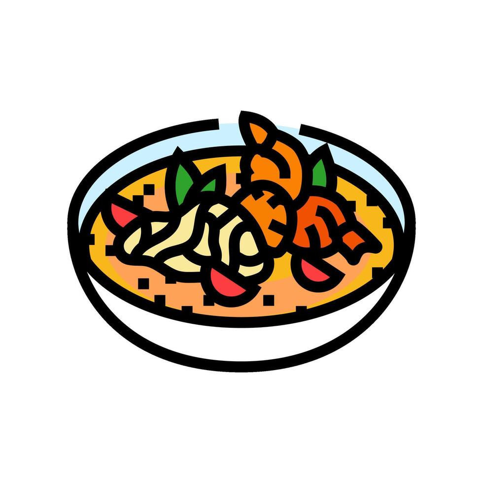 tom ñam sopa tailandés cocina color icono vector ilustración