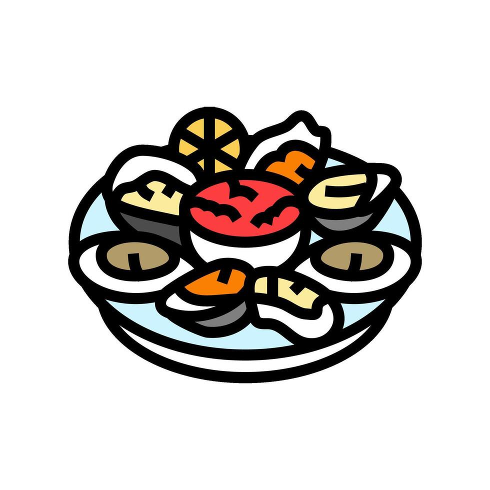 ostra bar mar cocina color icono vector ilustración
