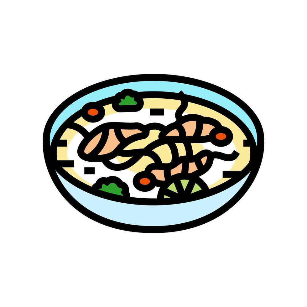 Coco sopa tailandés cocina color icono vector ilustración