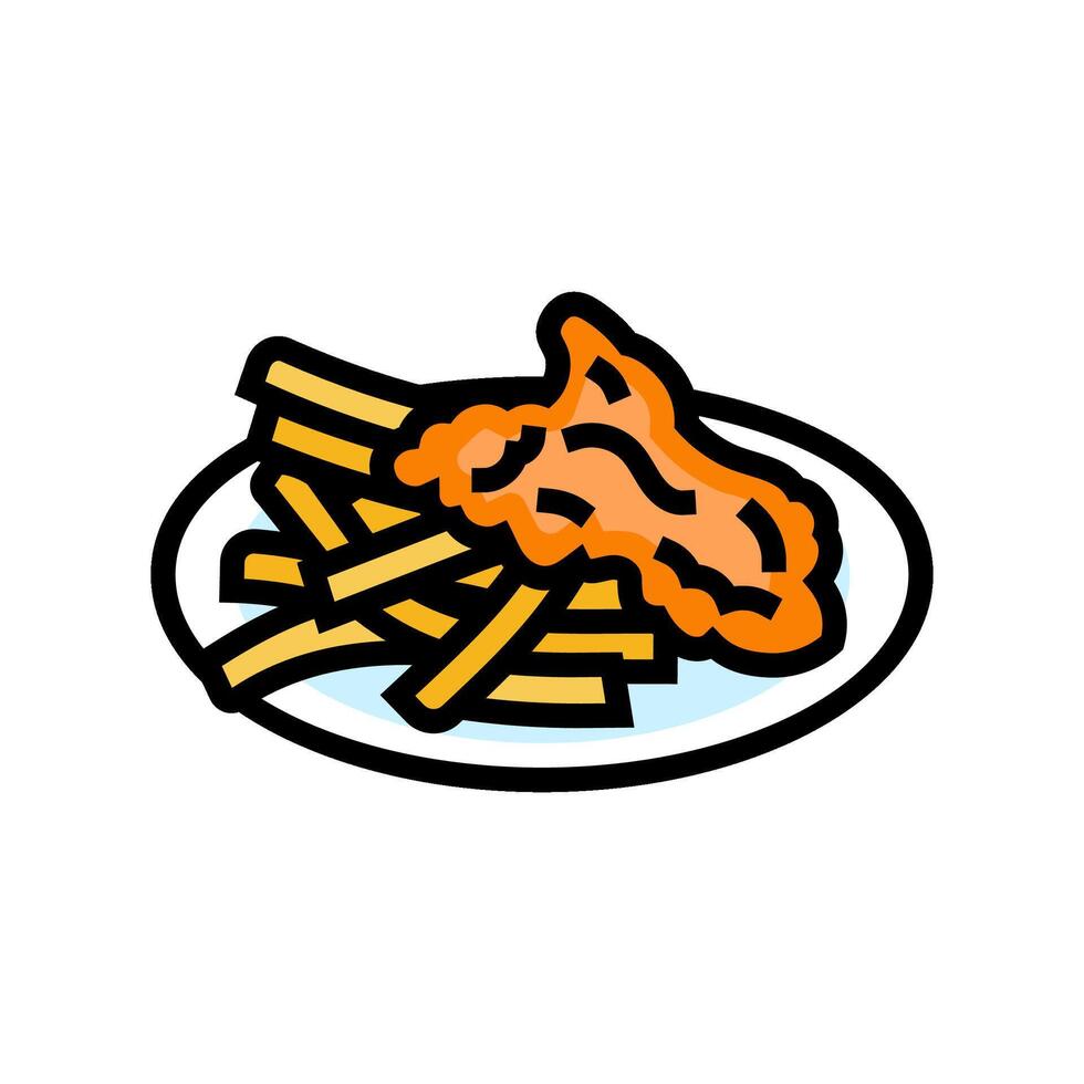 fish and chips sea cuisine color icon vector illustration