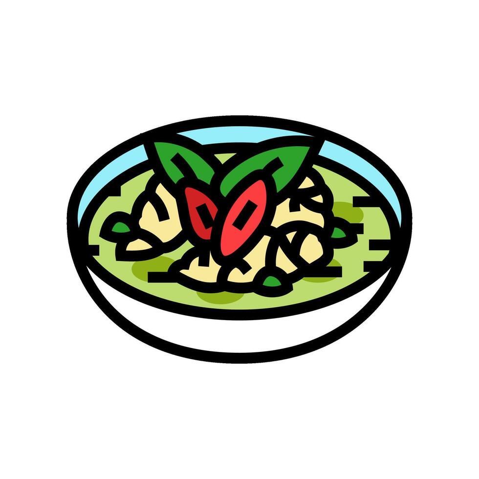 verde curry tailandés cocina color icono vector ilustración