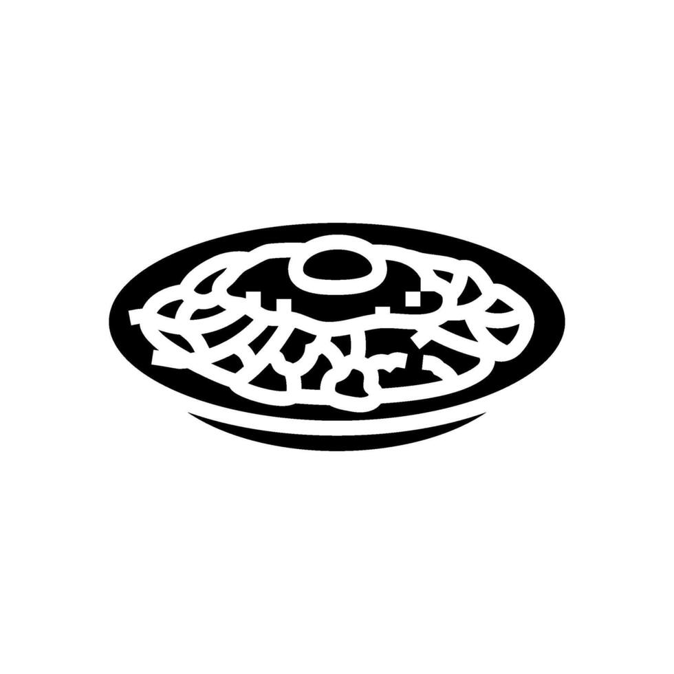 bibimbap plato coreano cocina glifo icono vector ilustración