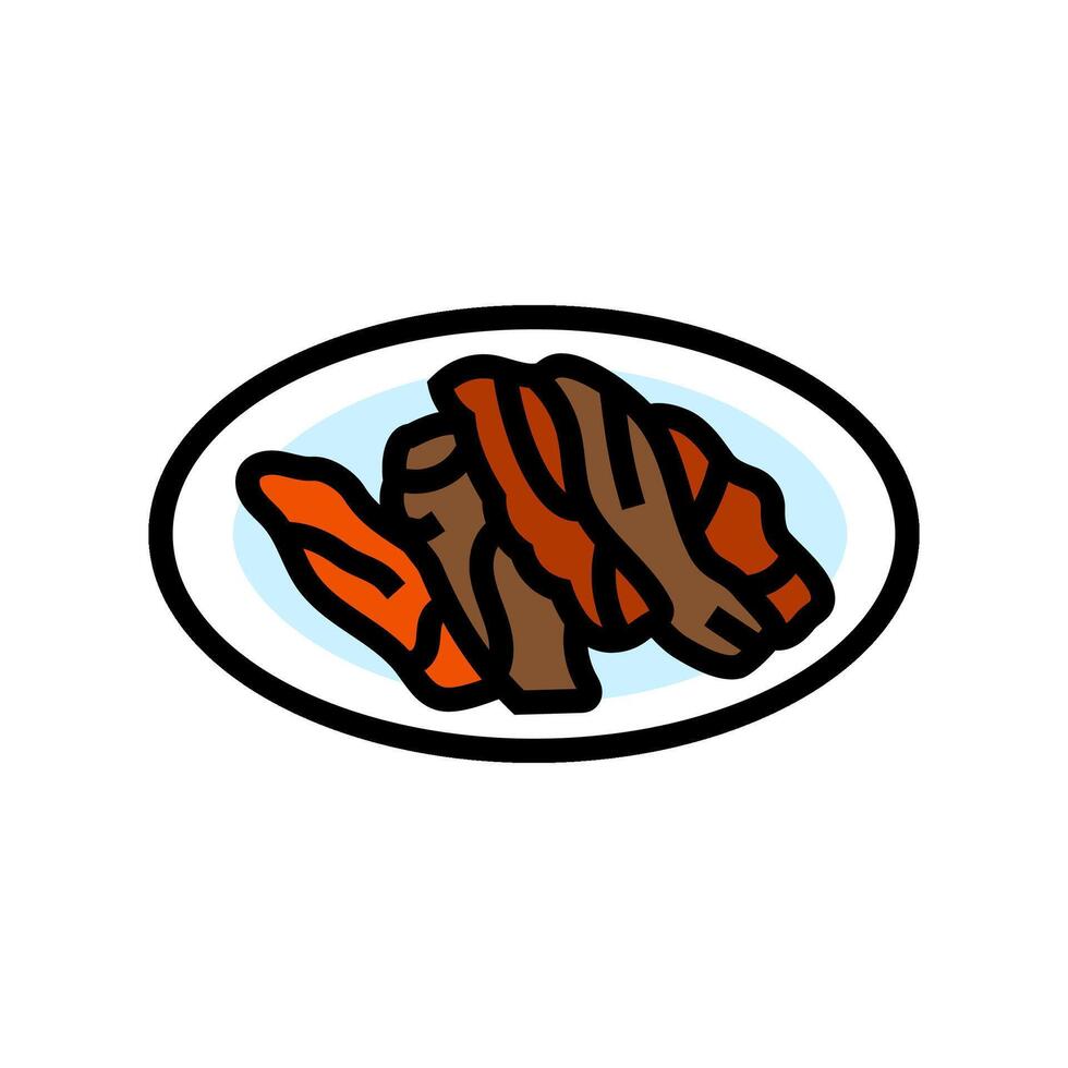 samgyeopsal korean cuisine color icon vector illustration