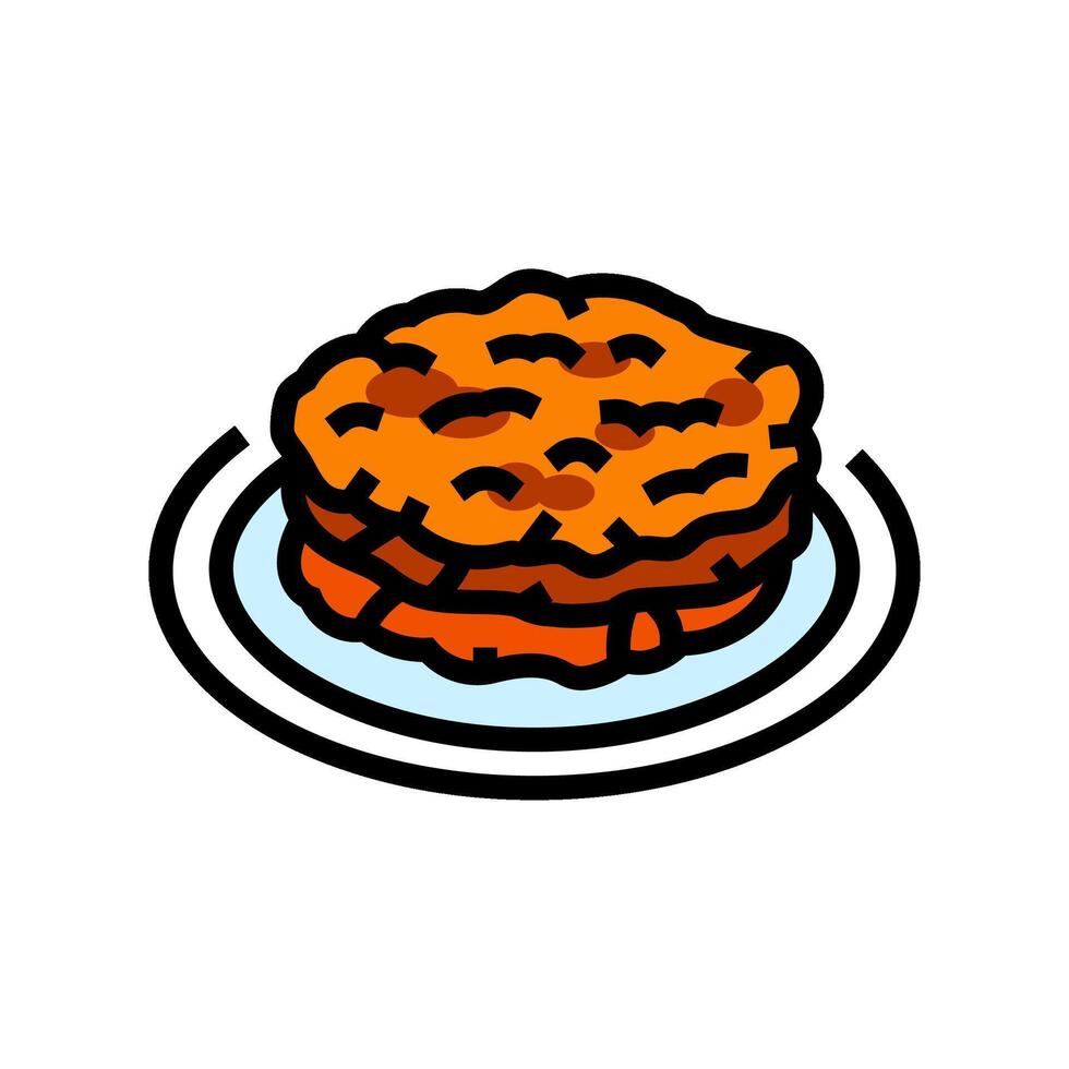 kimchi pancakes korean cuisine color icon vector illustration