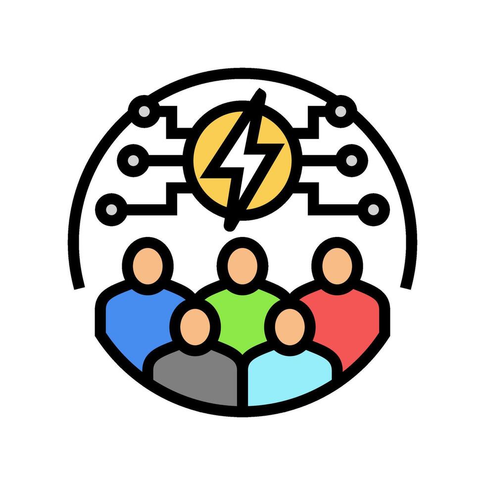 community engagement energy policy color icon vector illustration