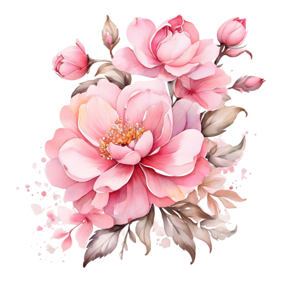 AI generated Digital oilpainted floral pattern design, Glitter flower Bouquet  design, Embossed flower pattern, Glossy flower painting design, Textile flower material design png